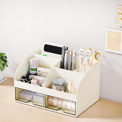 COMFYROOM Desk Organizer with 6 Compartments and 2 Drawers, Plastic Makeup - Image 6