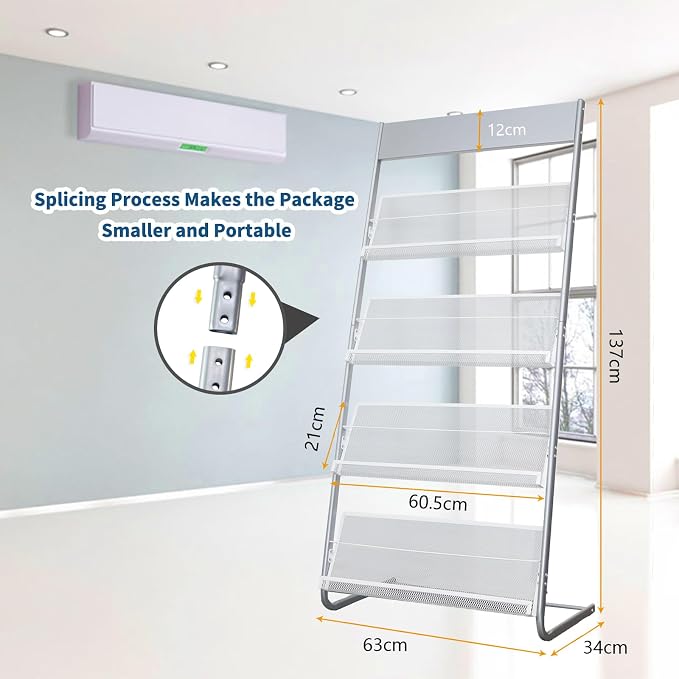 Floor Standing Magazine Rack, 4 Tier Document Display Rack, Suitable - Image 2