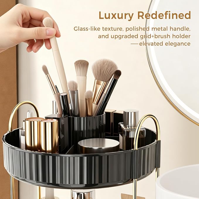 360° Rotating Makeup Organizer, Upgraded 3 Tier Skincare Perfume Organizers - Image 4