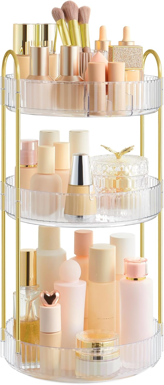SONGMICS Makeup Organizer, 3-Tier Round Rotating Skincare Organizer Countertop by Unknown