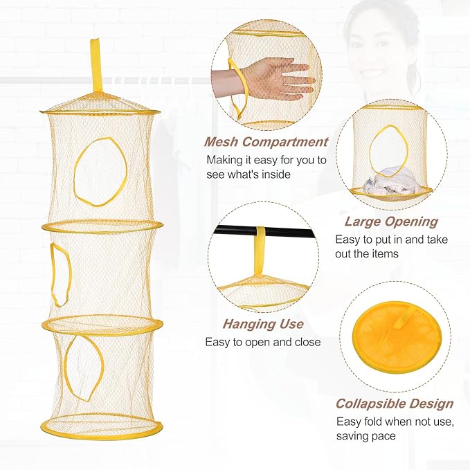 uxcell 2Pcs Mesh Hanging Storage Basket - Image 3