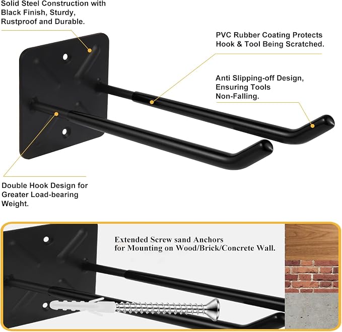 Steel Garage Storage Hooks Wall Tool Organizer, 14 Inch Garage Hook Heavy Duty - Image 3