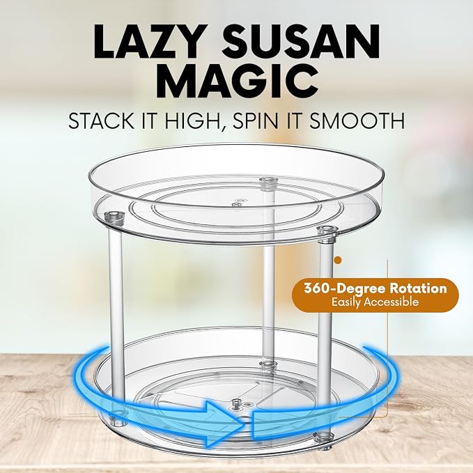 Clear Lazy Susan Turntable Organizer, Rotating Spice Rack Kitchen Pantry - Image 3