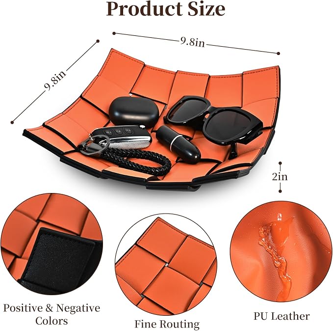 MSJGA Valet Tray PU Leather Key Holder Bowl - Image 2