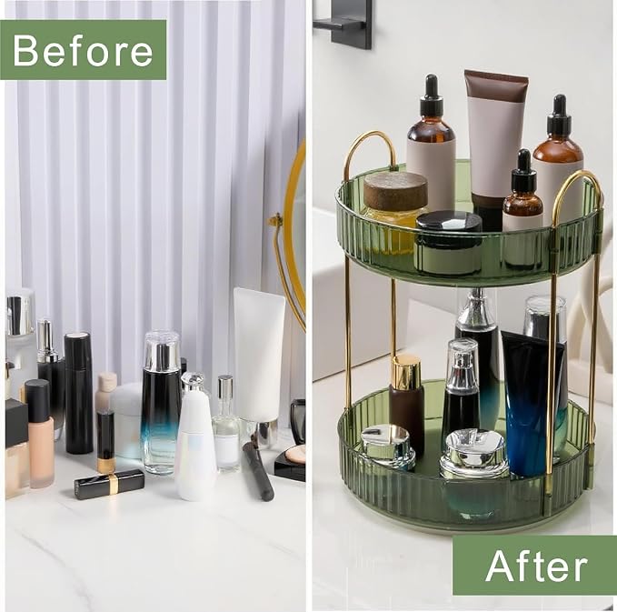 360° Rotating Makeup Organizer, Bathroom Make Up Spinning Holder Rack, Large - Image 4