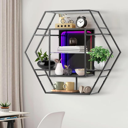 Infinity Mirror Gaming RGB Hexagon LED Floating Shelf, 36.6" | RGB - Image 7
