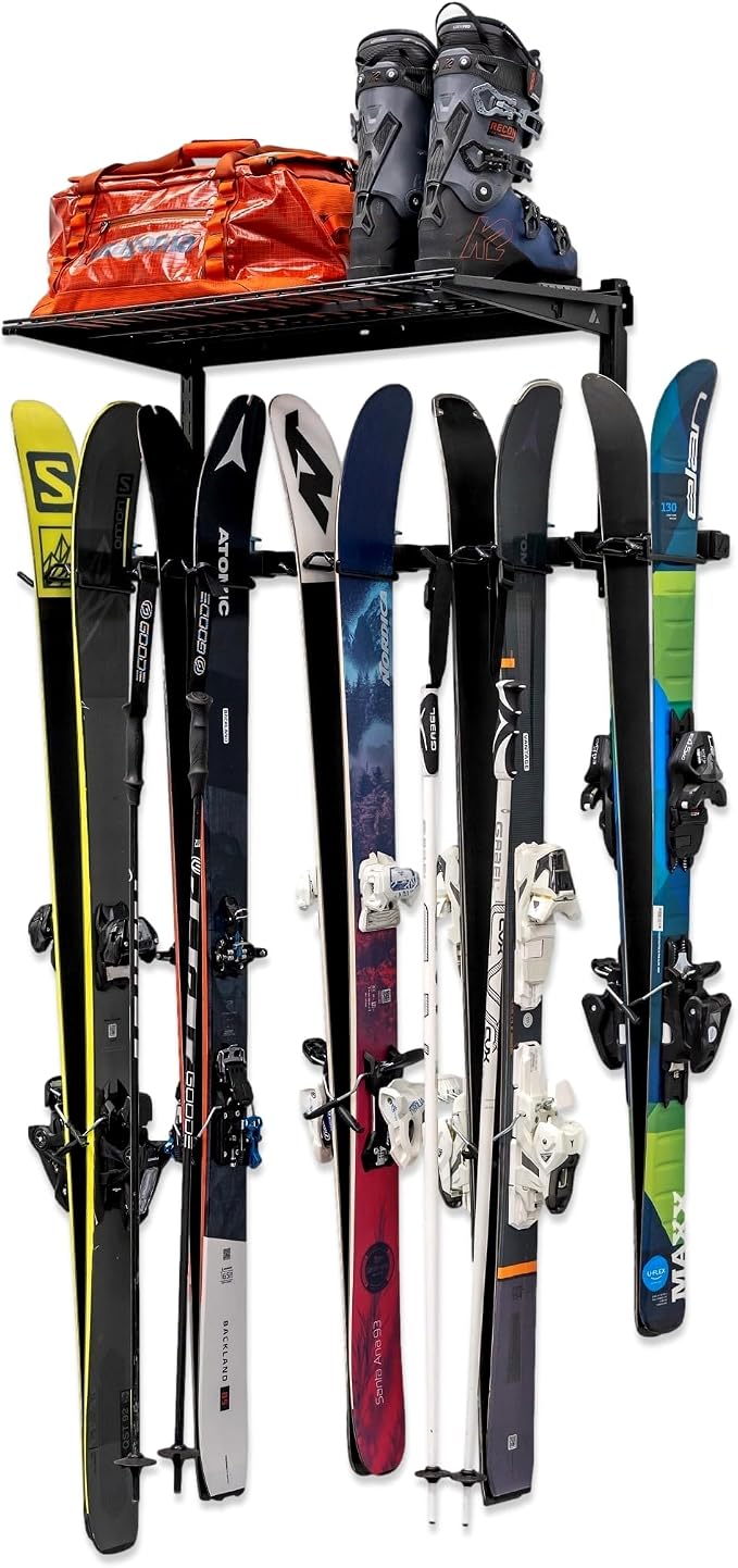 StoreYourBoard Lone Peak Ski Storage Rack and Wall Shelf, Holds 5 Pairs of Skis by StoreYourBoard
