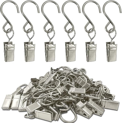 Stainless Steel S Hooks Curtain Clips, 50 Pack Hanging Party Lights Clips by AMZSEVEN