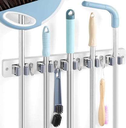 White Broom Holder Wall Mount by Unknown
