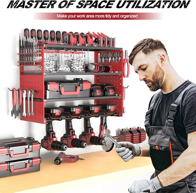 Power Tool Organizer Wall Mount, Cordless Drill Hanger Storage Rack 8 Drill - Image 5