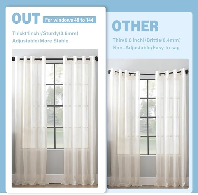 Byondeth Curtain Rods for Windows 16 to 144 Inches Adjustable Blackout Wrap - Image 5