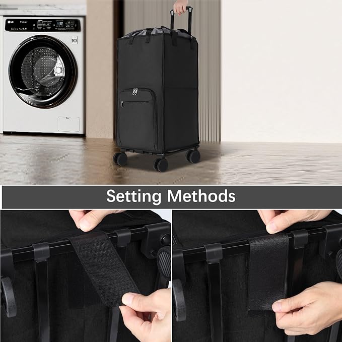 Bukere Extra Large Rolling Laundry Basket - Image 3