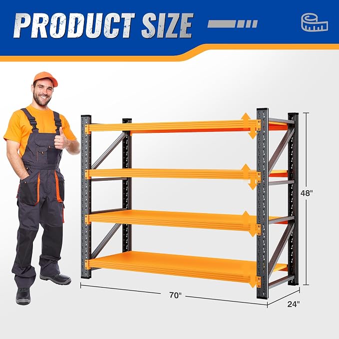 BYBYNSOE 48" W Storage Shelves 3000lbs Garage Metal Shelving Heavy Duty Garage - Image 2