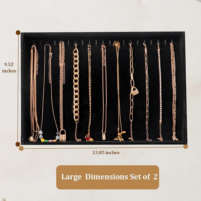 Large Velvet Jewelry Tray 2 Pack Stackable Jewelry Display Drawer Inserts Trays - Image 5