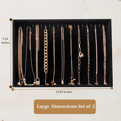 Large Velvet Jewelry Tray 2 Pack Stackable Jewelry Display Drawer Inserts Trays - Image 5