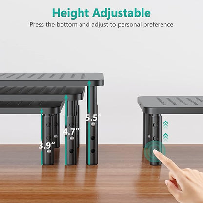 WALI Dual Monitor Stand for Desk, Desk Monitor Riser 3 Height Adjustable - Image 2