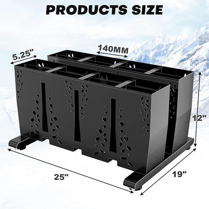 Ski Storage Rack for Garage, 8 Pair Heavy Duty Steel Freestanding Ski Storage - Image 2