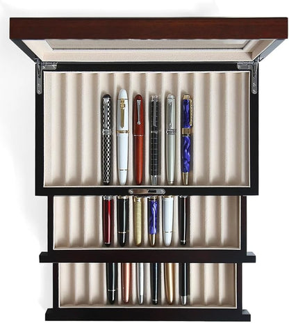 wood pen display case 36 slot Fountain pen Box storage Organizer by Besforu