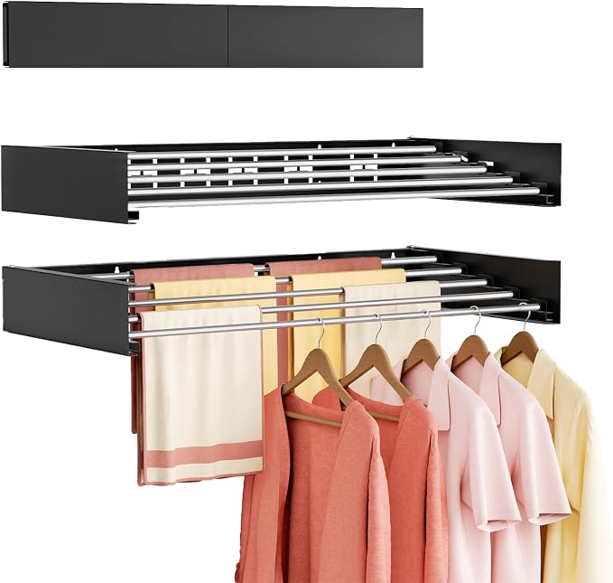 Wall Mounted Clothes Drying Rack Folding Indoor, Foldable Laundry Drying Rack by Vasunray
