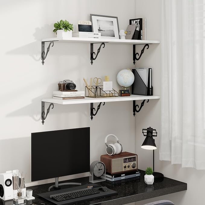 36 Inches Floating Shelves, Rustic Long Wall Shelves, 12 Inch Deep Book Shelf - Image 2