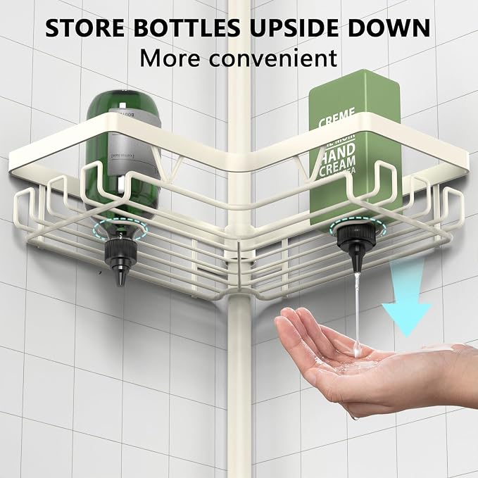 DAOYA Corner Shower Caddy Tension Pole, 4-Tier Adjustable Corner Shower Caddy - Image 4