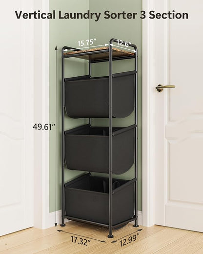 Moforoco Vertical Laundry Sorter 3 Section - Image 8