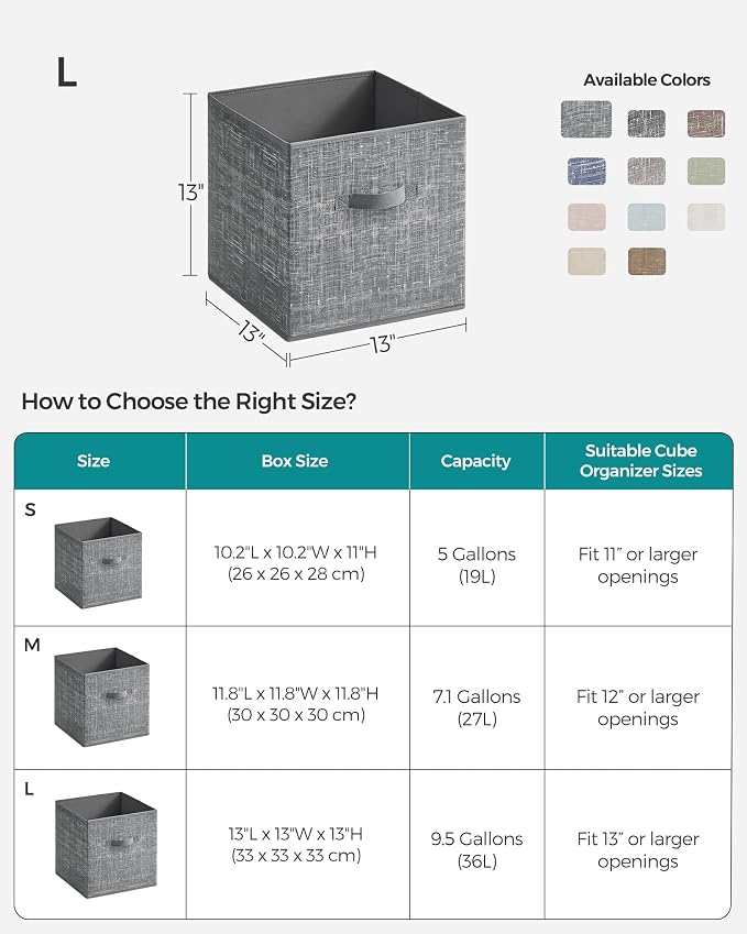 SONGMICS Storage Cubes, 13-Inch Non-Woven Fabric Bins - Image 4