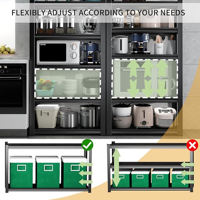 Heavy Duty Garage Shelving, 5 Tier Metal Shelving - Image 7