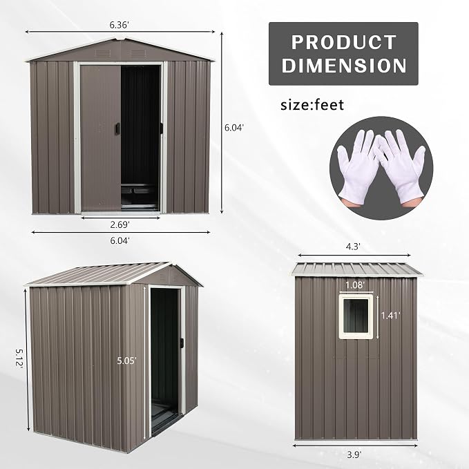 Outdoor Metal Storage Shed Window Ventilation Foundation Frame Waterproof - Image 2