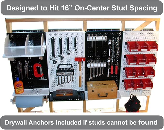 Wall Control Pegboard Organizer 4 ft. Metal Pegboard Standard Tool Storage Kit - Image 10