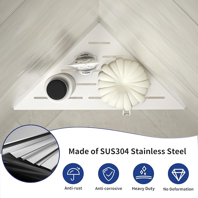 Corner Shower Shelf, 304 Stainless Steel - Image 6
