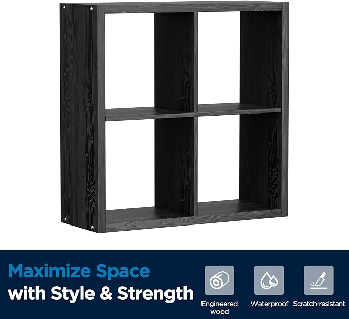 4 Cube Storage Organizer, 2x2 Cube Bookshelf, Cubby Storage Shelf, Wooden - Image 8