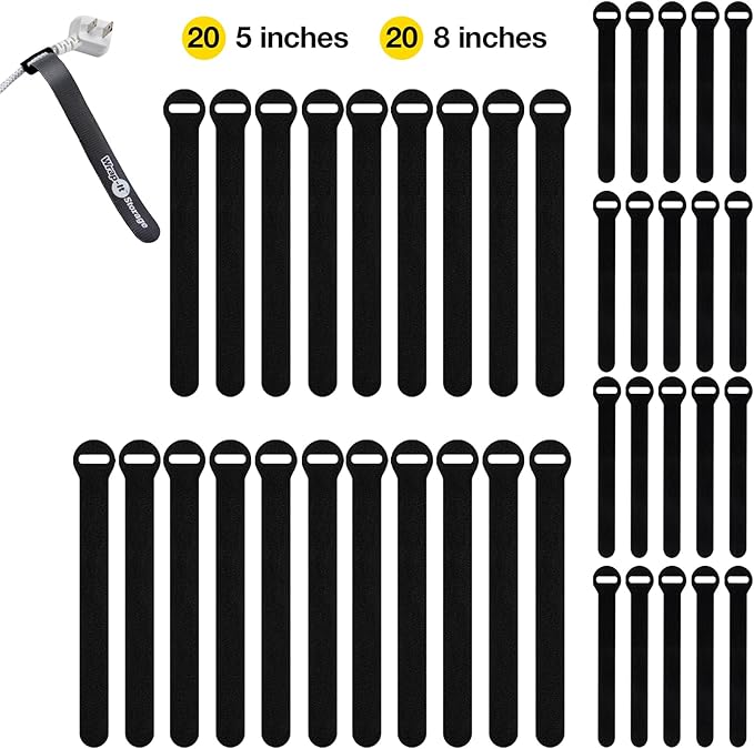 Self-Gripping Cable Ties by Wrap-It Storage, 40 Pack – Reusable Hook and Loop - Image 3