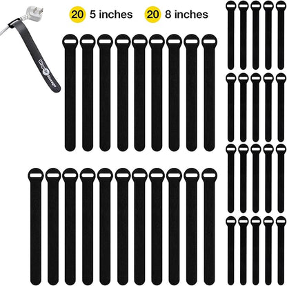 Self-Gripping Cable Ties by Wrap-It Storage, 40 Pack – Reusable Hook and Loop - Image 3