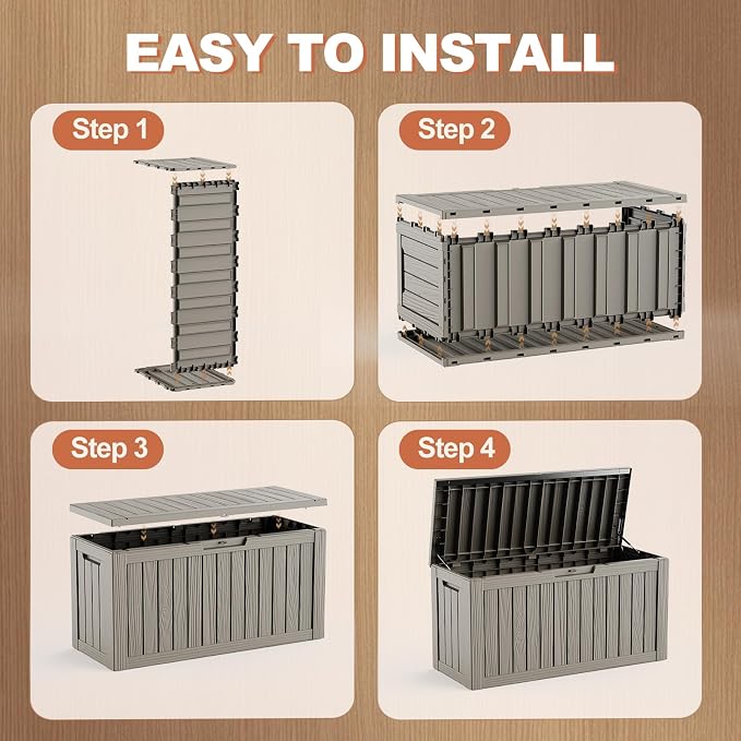 EFU Outdoor Storage Box 140 Gallon Deck Box Lockable UV Resistance Waterproof - Image 7