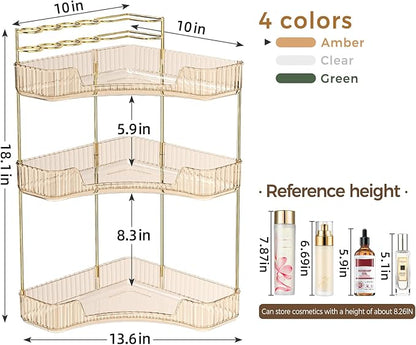 BEFSOP Corner Bathroom Counter Organizer, Upgraded 3-Tier Makeup Organizer - Image 2