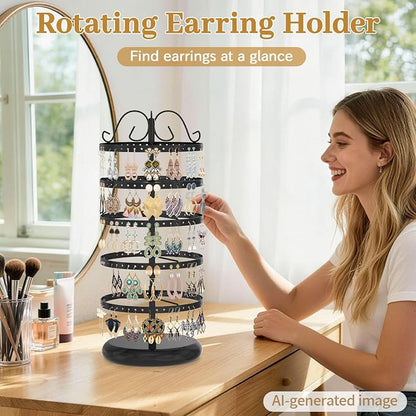 MODOWEY Rotating Earring Holder Organizer Display, 5 Tier Metal Tree, - Image 2