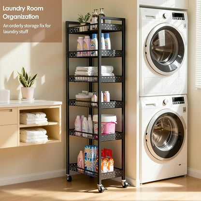6 Tier Slim Storage Cart, Narrow Rolling Cart - Image 7