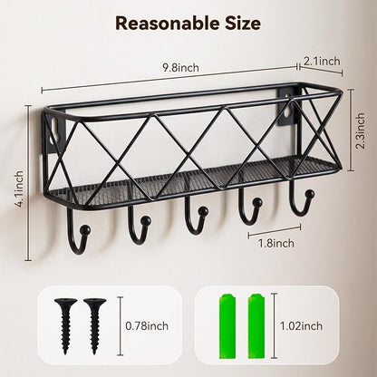 HappyHapi Key Holder Wall Mount, Metal Key Rack, 9.8”Lx2.1”Wx4.1”H | Wall - Image 2
