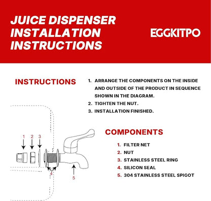 EGGKITPO 1.5 Gallon Polycarbonate Drink Dispensers - Image 8