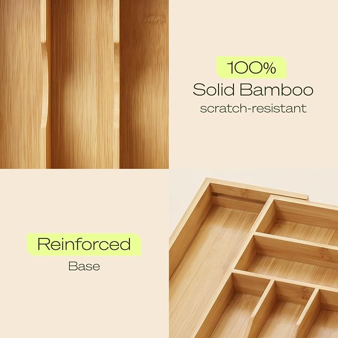 Drawer Organizer for Kitchen Organization – Expandable Bamboo Silverware Drawer - Image 7