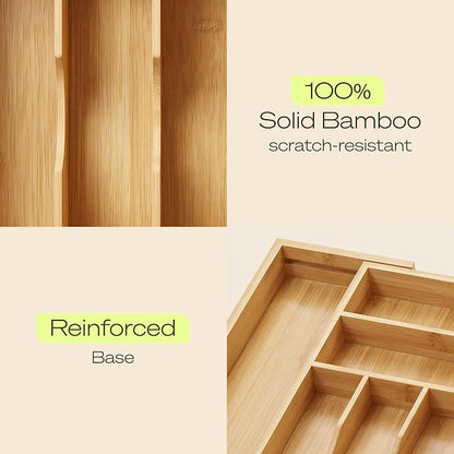 Drawer Organizer for Kitchen Organization – Expandable Bamboo Silverware Drawer - Image 7