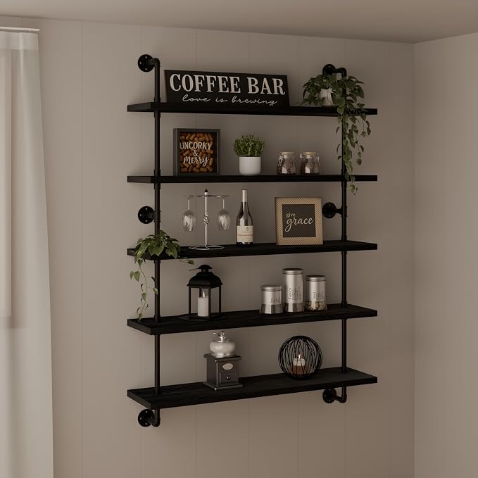 HDDFER Floating Shelves for Wall Living Room Shelves Bookshelf Industrial Pipe - Image 2