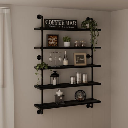 HDDFER Floating Shelves for Wall Living Room Shelves Bookshelf Industrial Pipe - Image 2