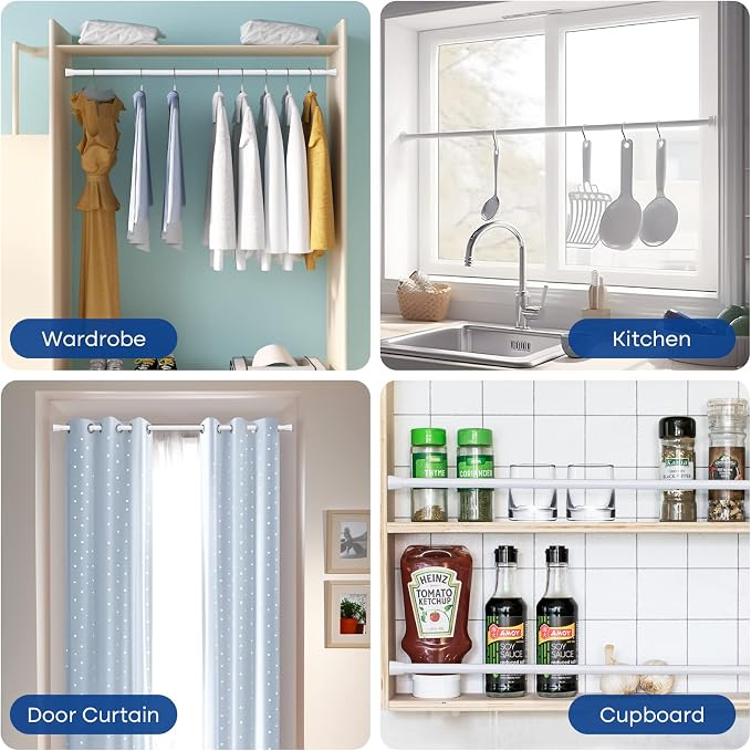 Tension Rod for Windows 28 to 48 Inch, Spring Curtain Rods No Drilling 7/8" - Image 7