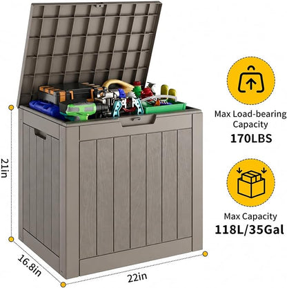 Outdoor Storage Box, 35 Gallon Resin Deck Boxes Outdoor Waterproof - Image 2