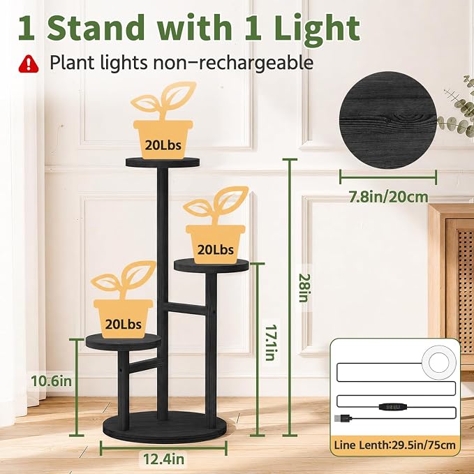LASZOLA 3 Tiered Wood Plant Stand Indoor Corner - Image 8