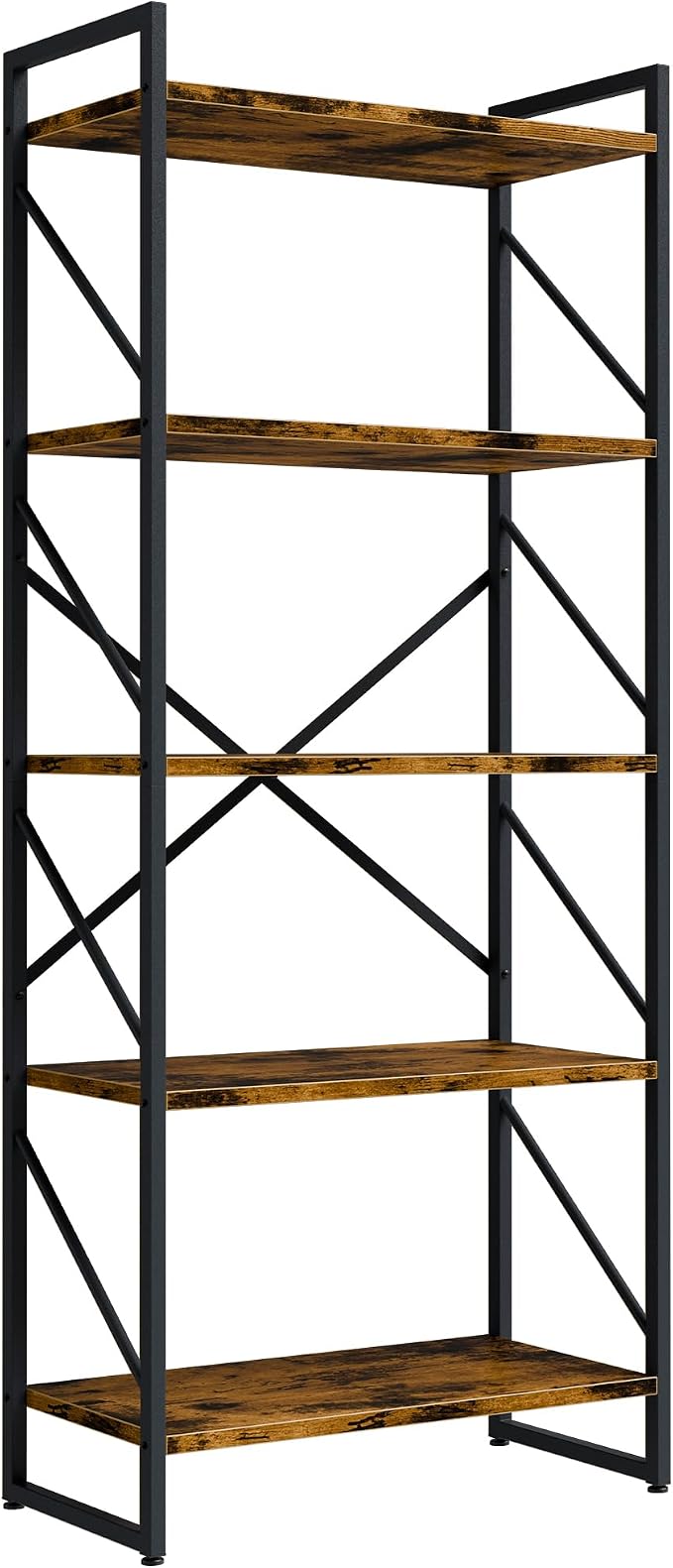 Shintenchi 5 Tiers Bookshelf, Classically Tall Bookcase Shelf, Industrial Book - Image 9