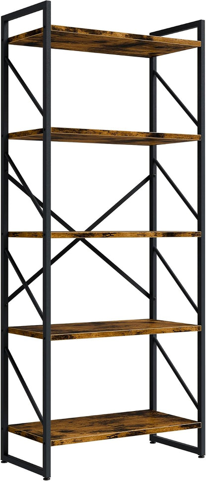 Shintenchi 5 Tiers Bookshelf, Classically Tall Bookcase Shelf, Industrial Book - Image 9