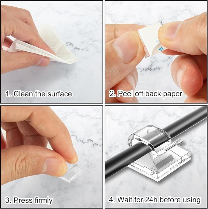65Pcs Cable Clips, Adhesive Cable Organizer Cord Holder Wire Clip Wire - Image 5